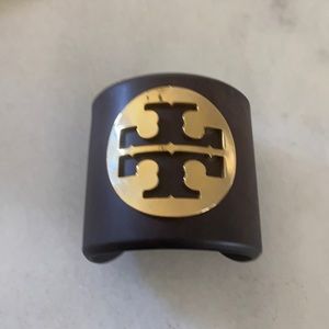 Tory Burch brown cuff logo bracelet